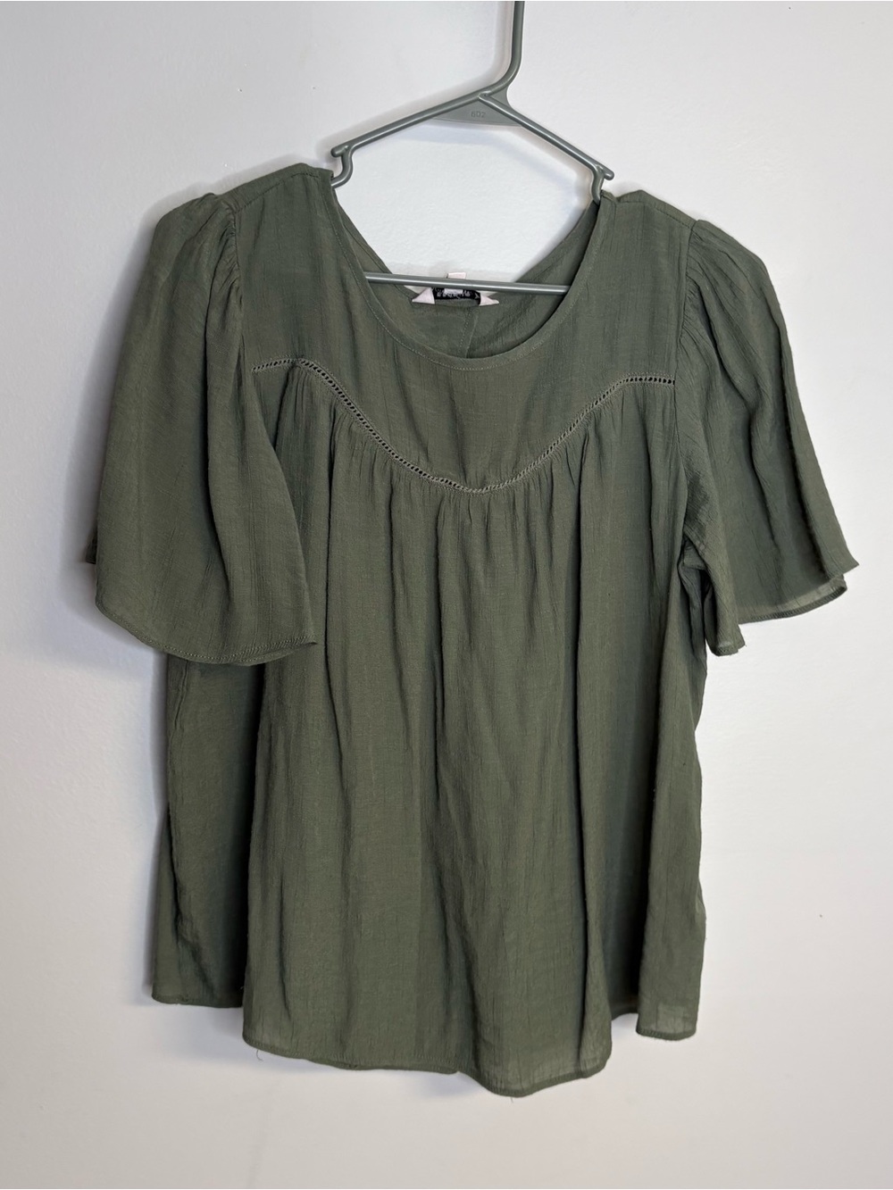 Nanette Lepore Olive Green Flutter Sleeve Blouse